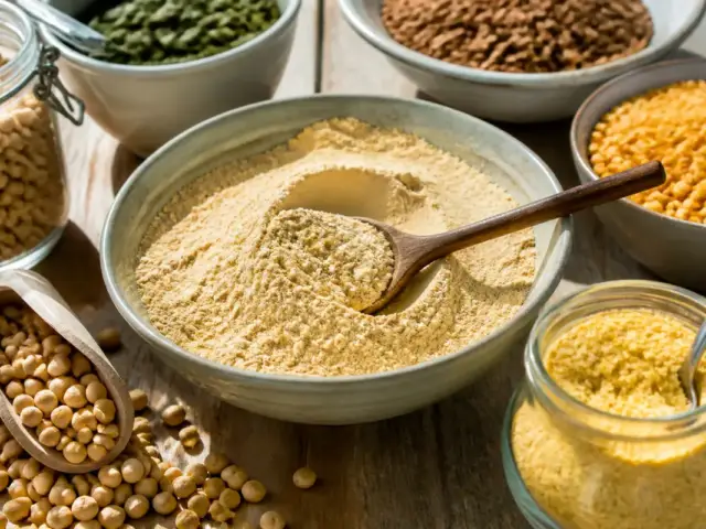 Poudres et graines variées sur une table, aliments pour maviehealthy.com