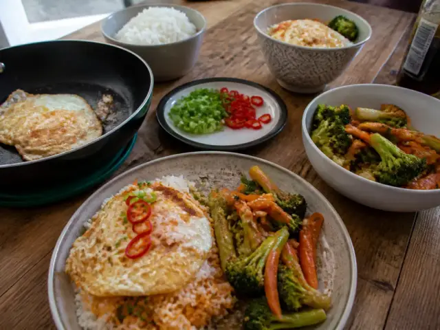 Assiette végétarienne avec œufs et légumes pour un déjeuner sain sur maviehealthy.com